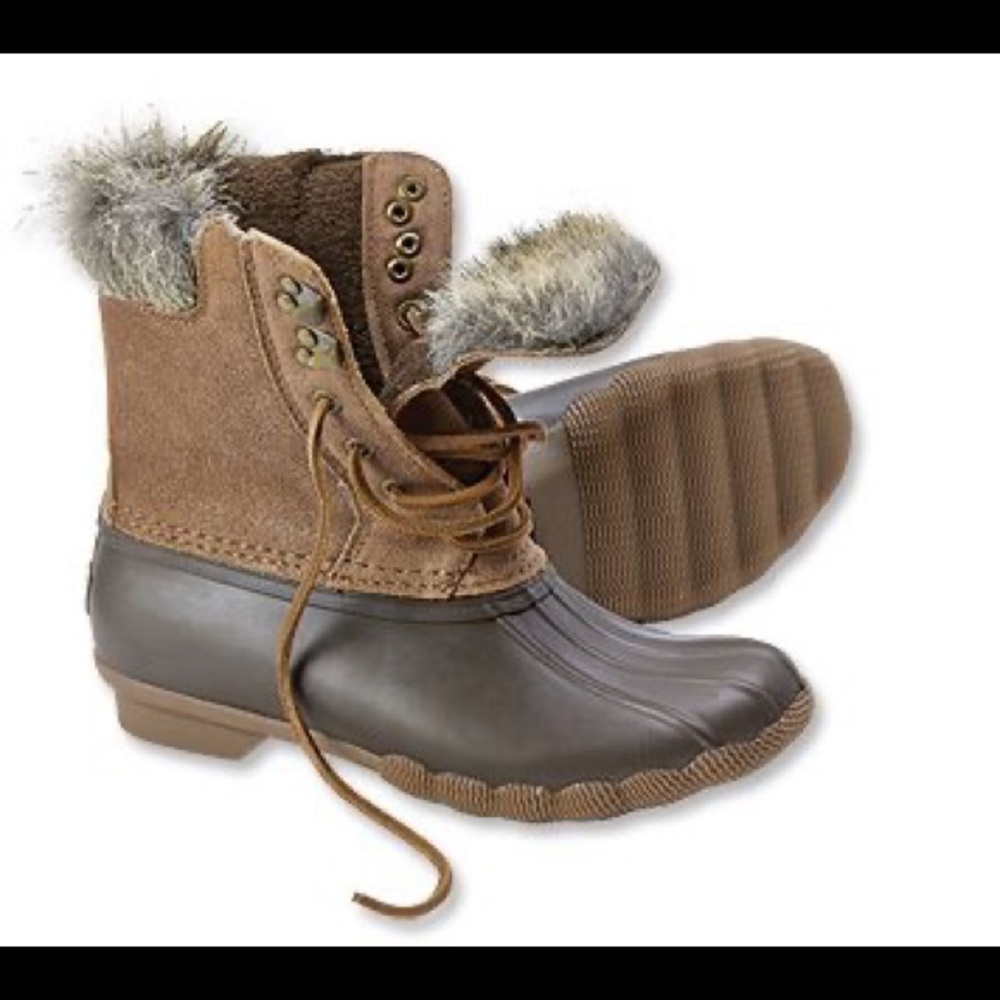 Sperry fur trimmed duck boots